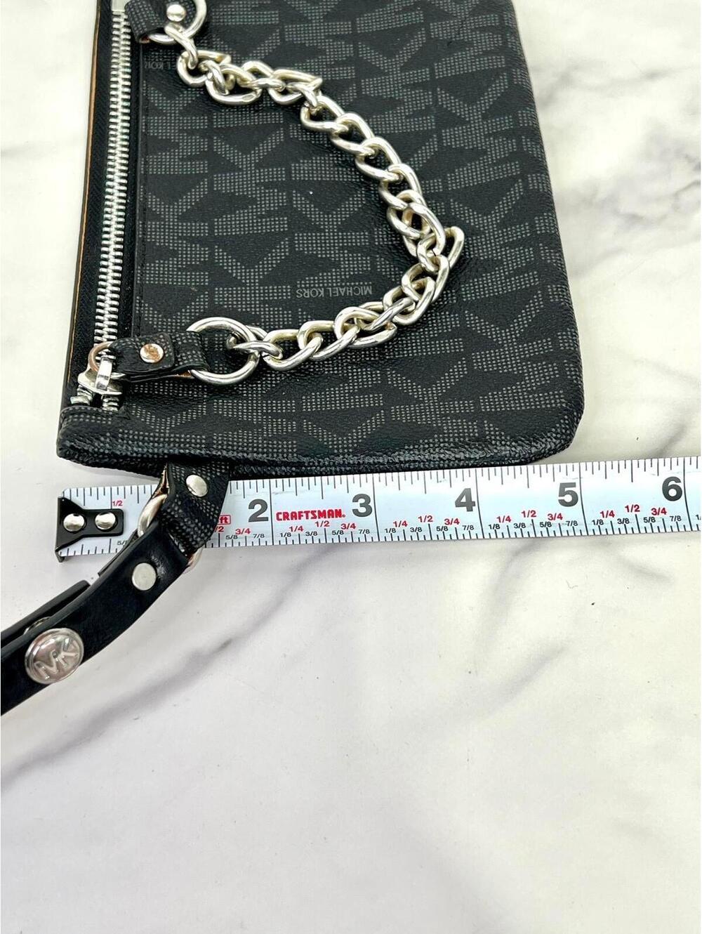 Michael Kors Small Black Monogram Chain Hip 36" Belt Bag Fanny Pack 7 x 5 Inches - Picture 7 of 7
